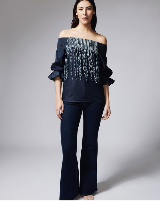 Blusa campesina flecos