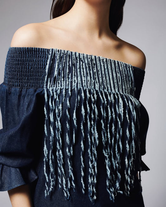 Blusa campesina flecos