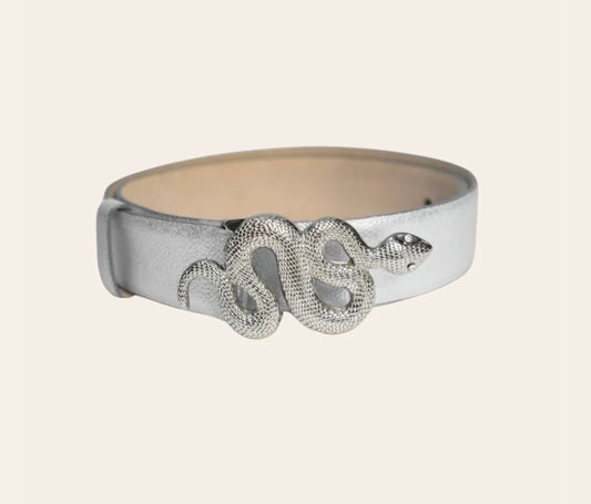 Cinturón plateado liso