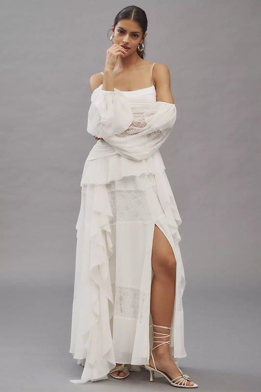 Vestido Blanco Mangas Removibles