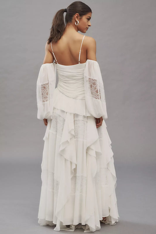 Vestido Blanco Mangas Removibles